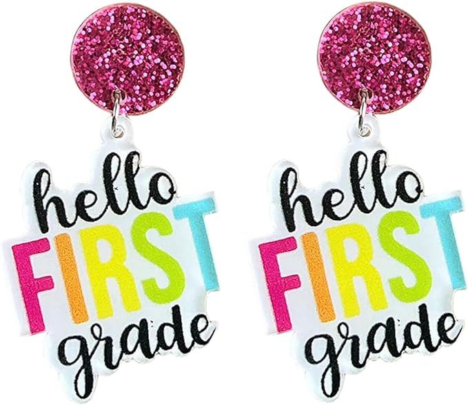 Back to School Gift Earrings - Acrylic Teacher Earrings for Women First Day of School Earrings fo... | Amazon (US)