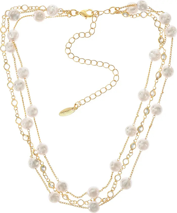 Ettika Imitation Pearl & Cubic Zirconia Layered Necklace | Nordstrom | Nordstrom