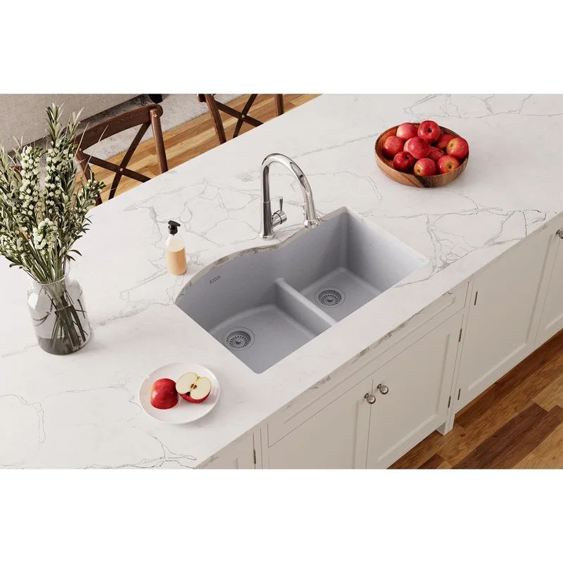 ELGHU3322RGS0 Quartz Classic 33" L x 22" W Double Basin Undermount Kitchen Sink | Wayfair North America