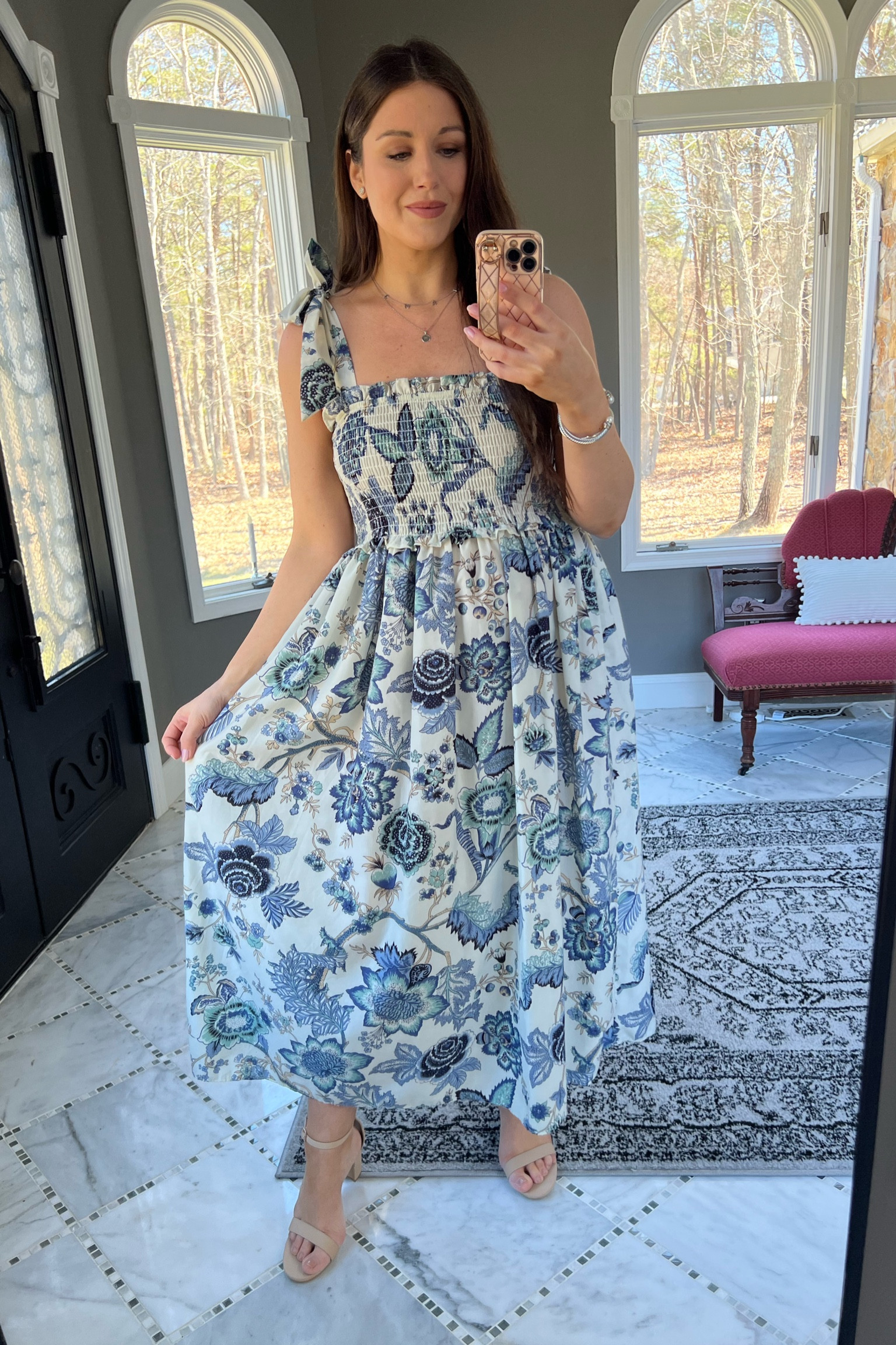 Amazon outfit, spring style, spring dress, Easter dress, Easter outfit idea, maxi dress, pregnancy friendly dress, bump friendly, long dress, tie shoulder dress, tiered dress, summer dress, summer outfit idea, spring outfit idea, LTK bump, cute bump outfit, dress sandals, neutral sandals, blue floral dress, flowy dress, dress, easy summer outfit, easy spring outfit, easy pregnancy outfit, grand millennial style, easy mom outfit 

#LTKbump #LTKunder50 #LTKSeasonal