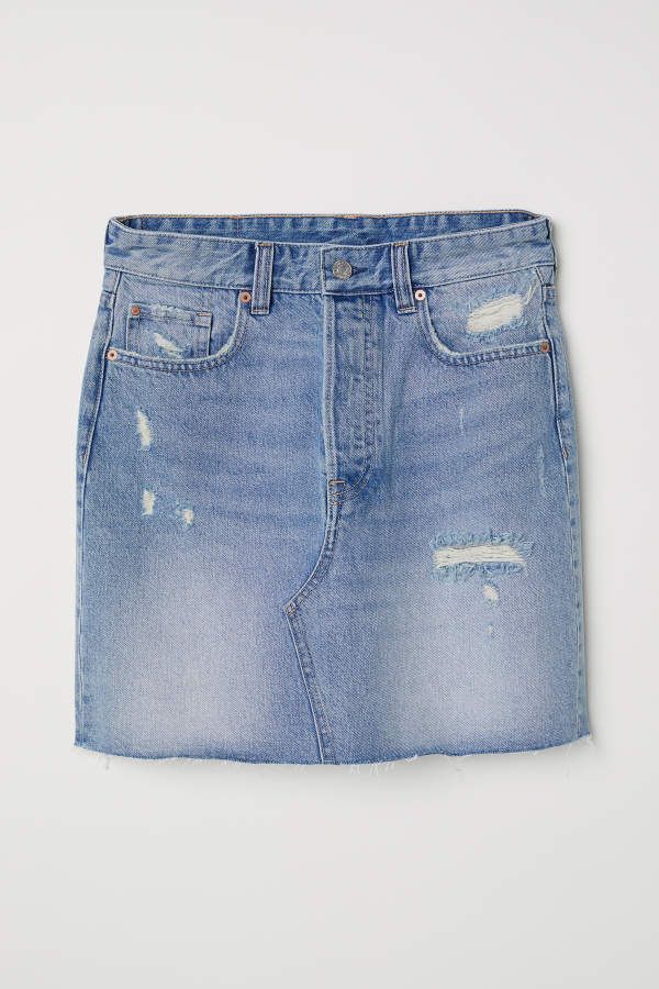 H & M - Denim Skirt - Light denim blue - Women | H&M (US + CA)