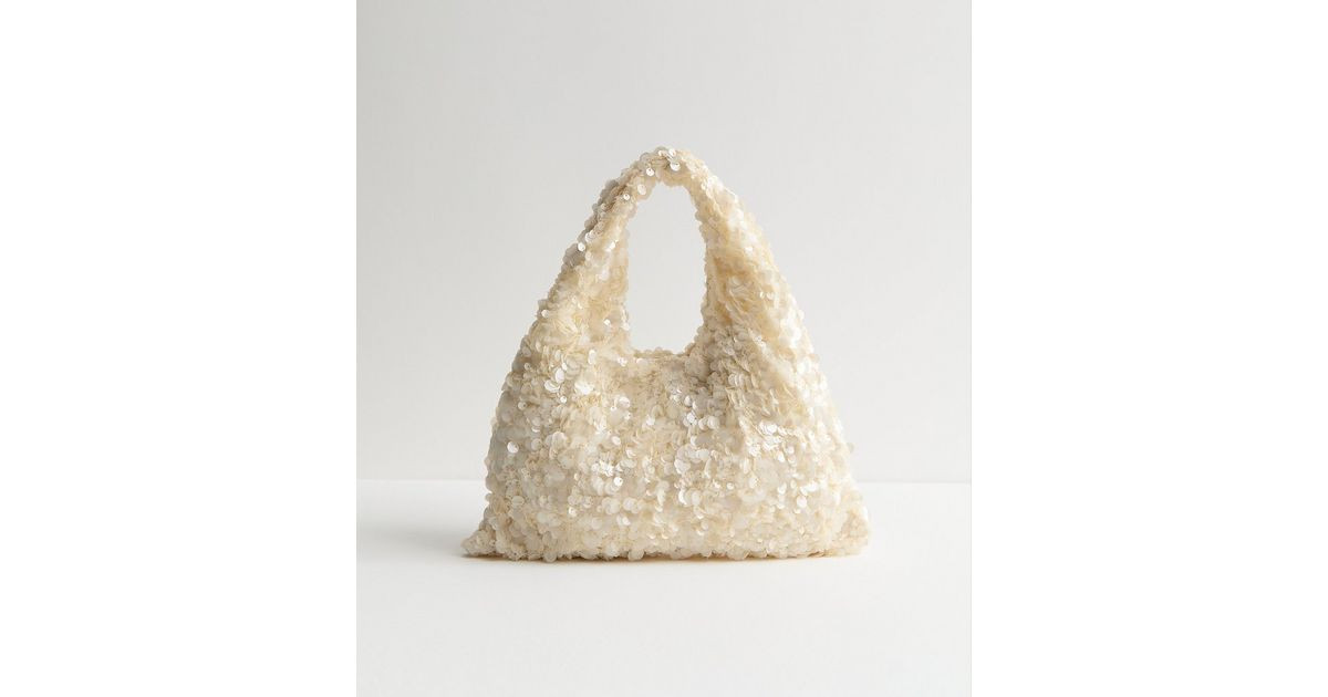 Cream Sequinned Grab Bag | New Look | New Look (UK)
