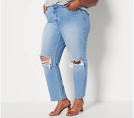 Girl With Curves Regular High Waisted Girlfriend Jean | QVC