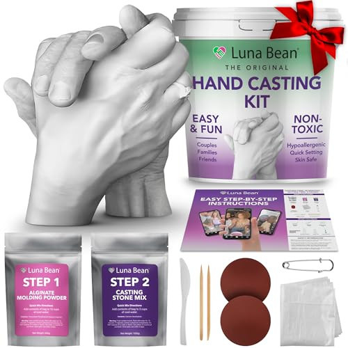 Luna Bean Hand Casting Kit – The Original Hand Mold Kit for Couples – Valentines Day Gifts for Her and Him - Anniversary Engagement Gifts for Women Men Mom Wife Boyfriend Girlfriend Wedding Bridal | Amazon (US)