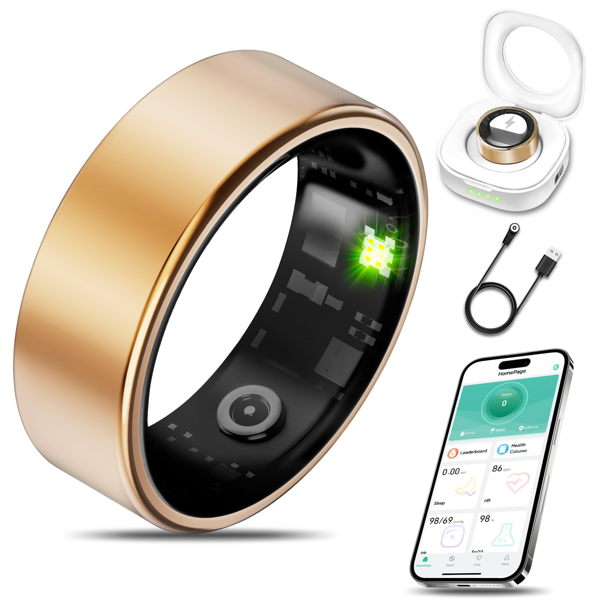 Smart Health Ring for Women Men Fitness Tracker with Heart Rate, Blood Oxygen, Blood Pressure, Sl... | Amazon (US)