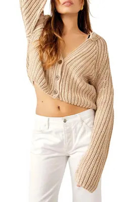 Free People Sweet Nothing Cotton Cardigan in Cherry at Nordstrom, Size Small | Nordstrom