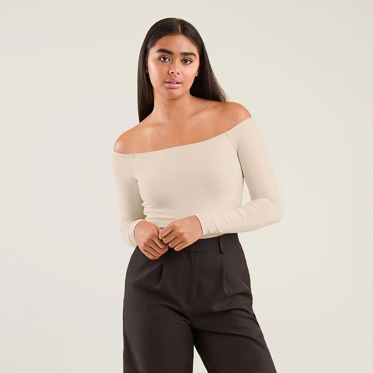 Off The Shoulder Bodysuit | Bone | nuuds