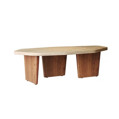 Stone-Top Coffee Table with Ash Wood Base | Wayfair North America