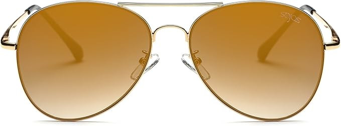 SOJOS Classic Aviator Sunglasses for Women Men Metal Frame Spring Hinges SJ1030 | Amazon (US)