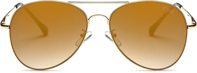 SOJOS Classic Aviator Sunglasses for Women Men Metal Frame Spring Hinges SJ1030 | Amazon (US)