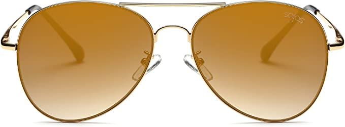 SOJOS Classic Aviator Sunglasses for Women Men Metal Frame Spring Hinges SJ1030 | Amazon (US)