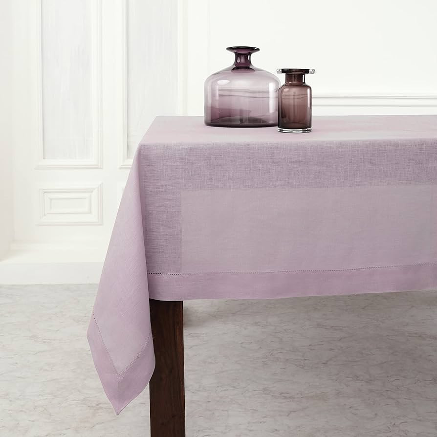 Solino Home Lilac Linen Tablecloth 60 x 120 Inch – Classic Hemstitch, 100% Pure European Flax L... | Amazon (US)
