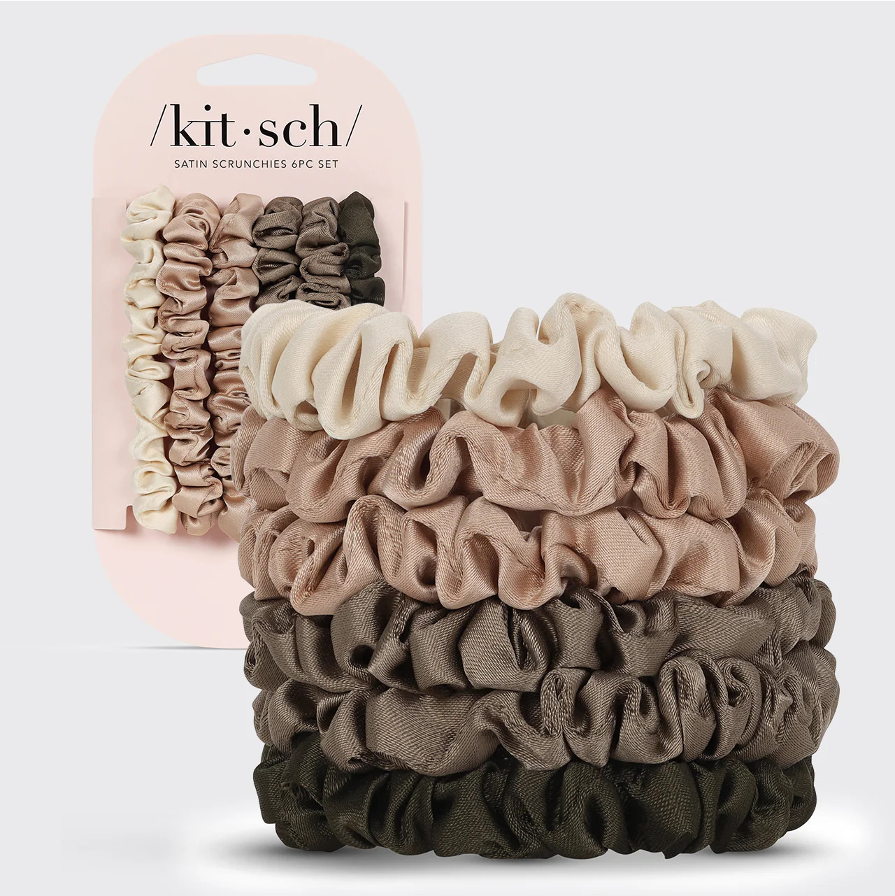 Eucalyptus Ultra Petite Satin Scrunchies 6pc set | Kitsch
