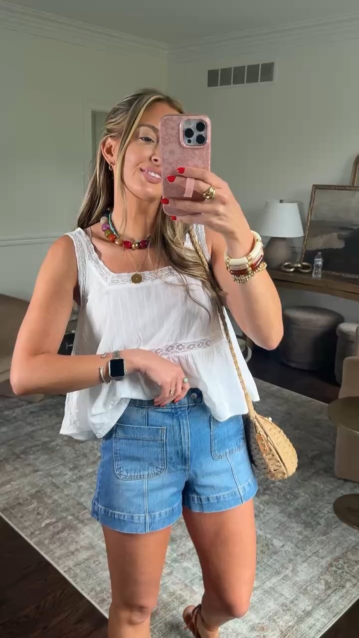 The cutest summer top paired with adorable mom-friendly jean shorts.

#LTKootd #LTKdayinmylife #LTKgrwm
