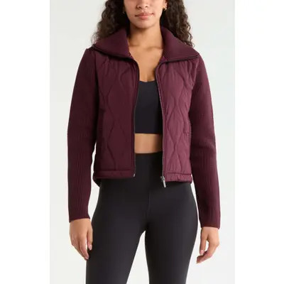 Zella Cascade Quilted Hybrid Jacket in Brown Mole at Nordstrom, Size Small | Nordstrom