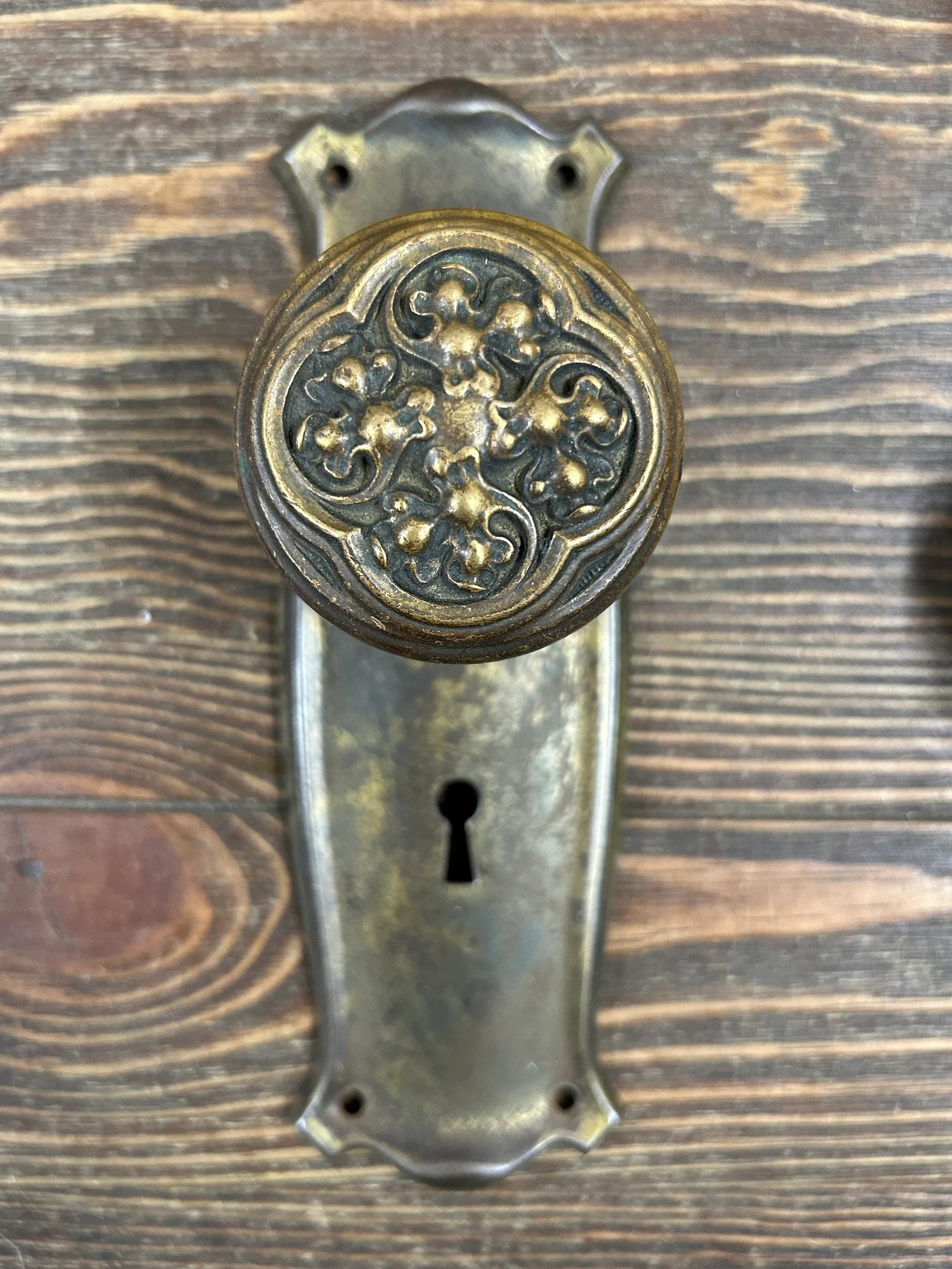 Antique Door Knob, Dummy Knob, Antique Cast Bronze Corbin Frieburg Gothic Door Knob on Wrought Do... | Etsy (US)