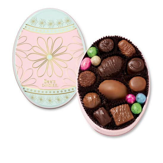 See's Candies Hello Easter Tin - Assorted Milk and Dark Chocolates, Festive Egg-Shaped Tin, Sprin... | Amazon (US)