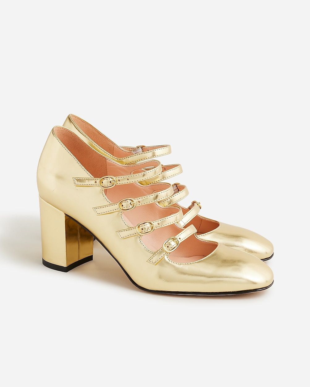 Maisie multistrap heels in metallic | J.Crew US
