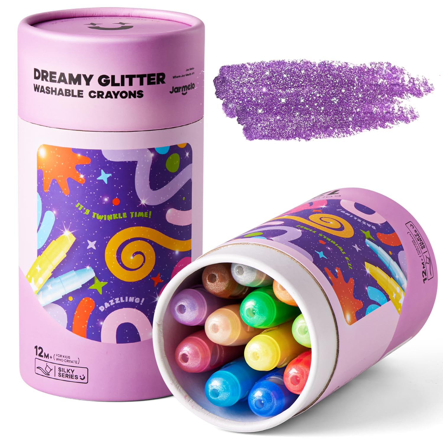 Jar Melo Glitter Crayons for Toddlers 1-3, Non-Toxic Washable Crayons for Kids, Ultra-Silky and T... | Amazon (US)