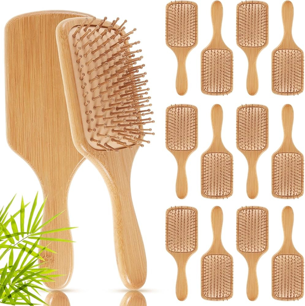Tessco for you 12 Pcs Bamboo Hair Brushes Bulk Blank Wooden Paddle Brush Scalp Massage Anti Stati... | Amazon (US)