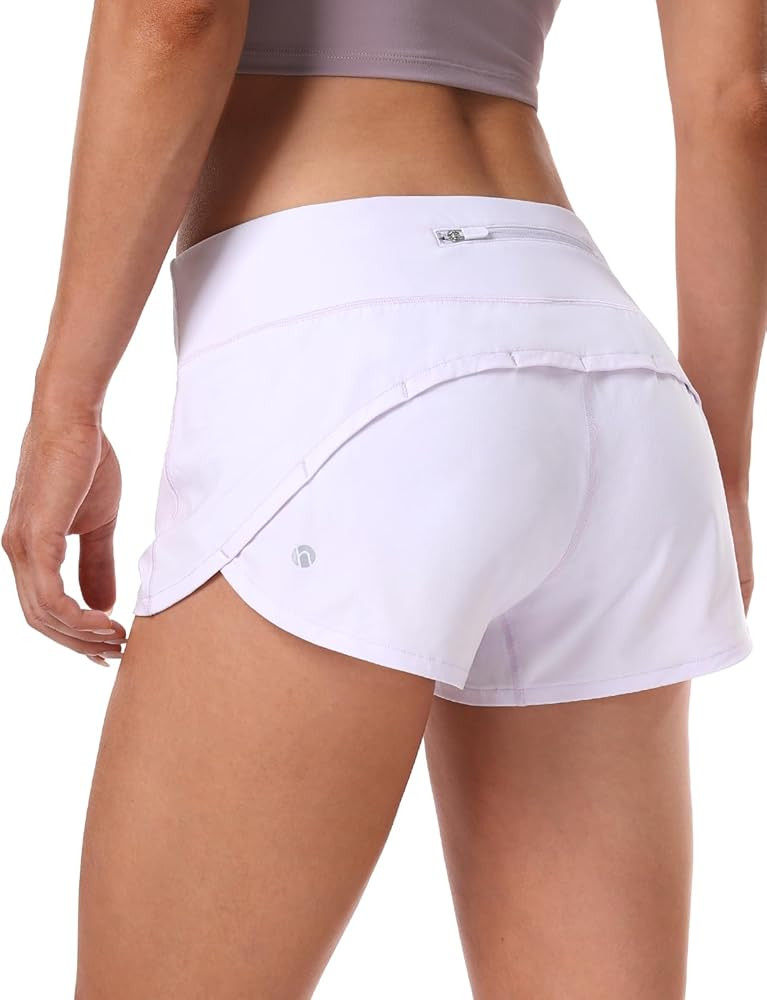 HeyNuts Focus Running Shorts for Women, Low Waisted Athletic Shorts Lined Workout Shorts with Zip... | Amazon (US)