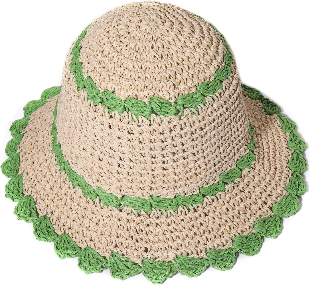 boderier Straw Hats for Women Color Trim Straw Bucket Sun Hat Floppy Straw Beach Hat Packable Sum... | Amazon (US)