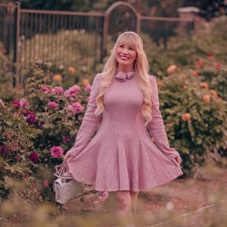 Pink sparkly dress with rosette flower choker, pink outfit, spring outfit 

#LTKfindsunder100 #LTKSeasonal #LTKstyletip