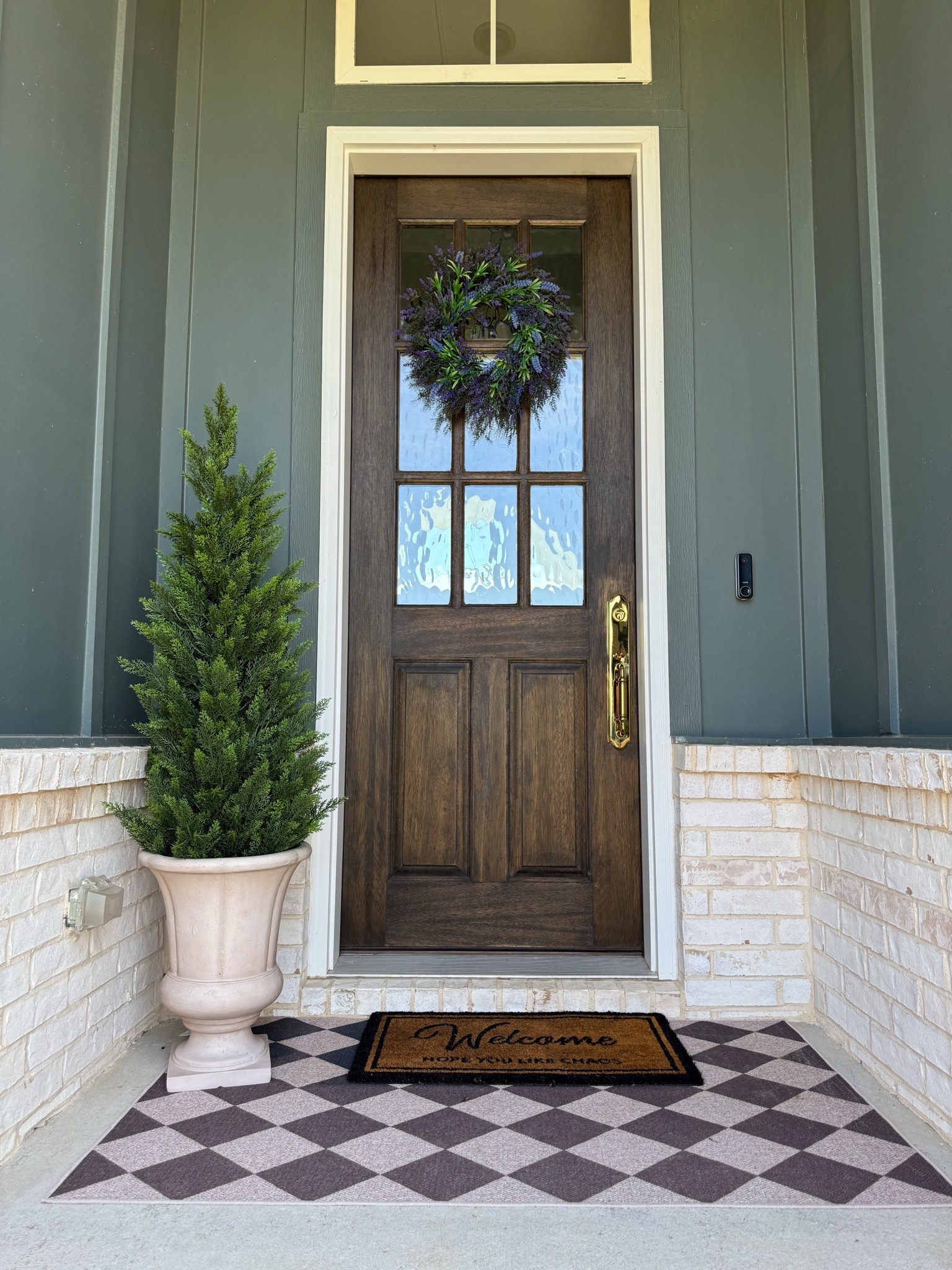 Outdoor styling, porch, front door, mat, planter, wreath, Amazon finds, @Lowe's fresh wood stain, diy, door hardware

#LTKHome #LTKSaleAlert