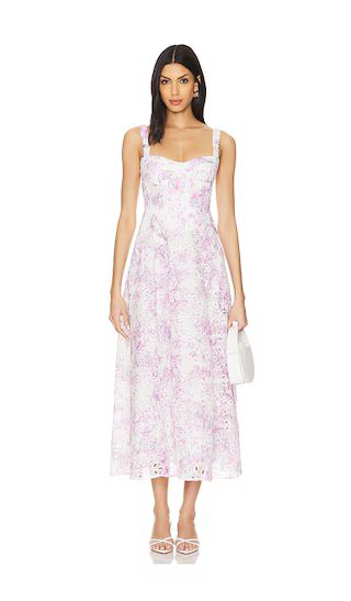 Adaline Broderie Midi Dress in Lilac Floral | Revolve Clothing (Global)