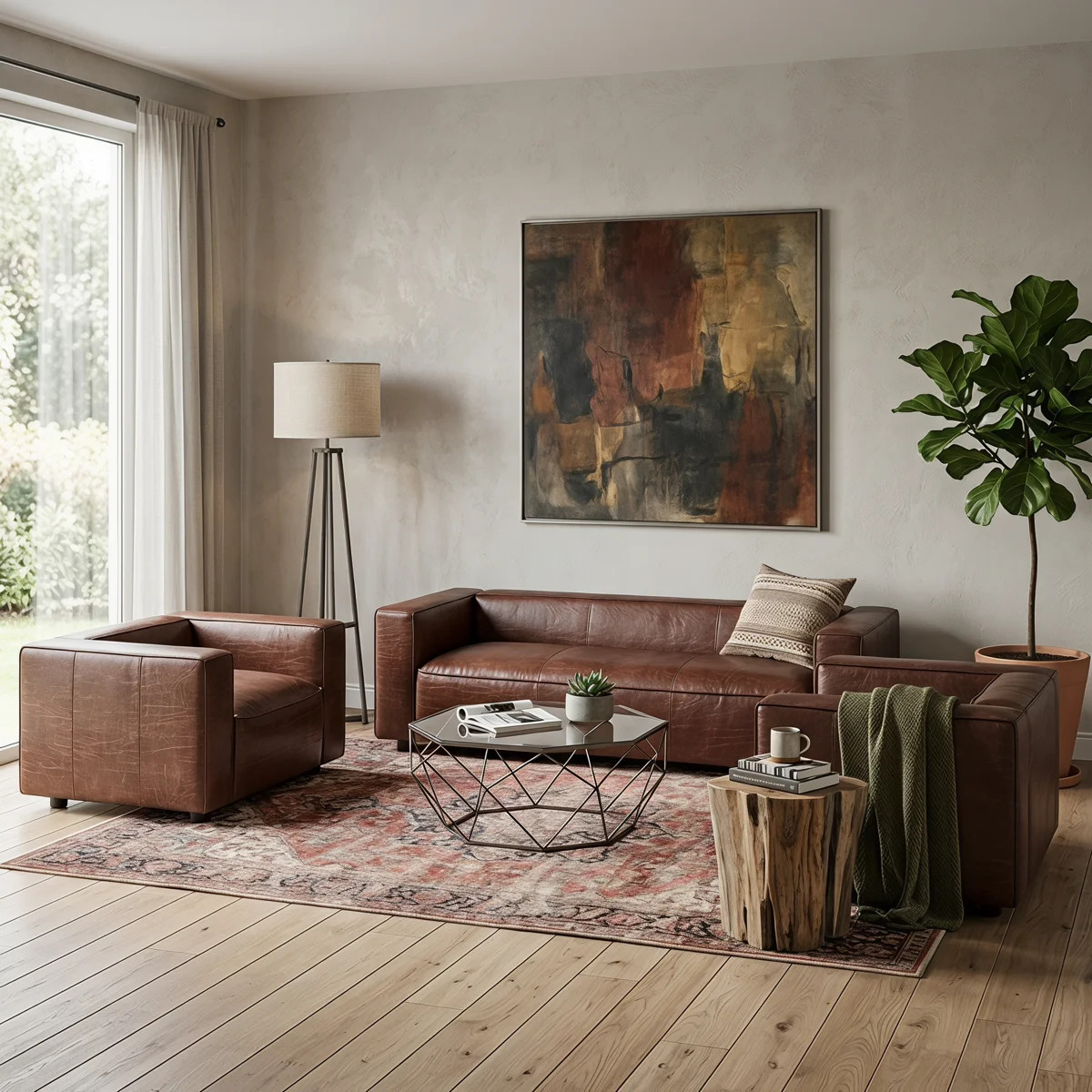 Modern 3 - Piece Faux Leather Living Room Set-3 Seat Sofa & Chair | Wayfair North America