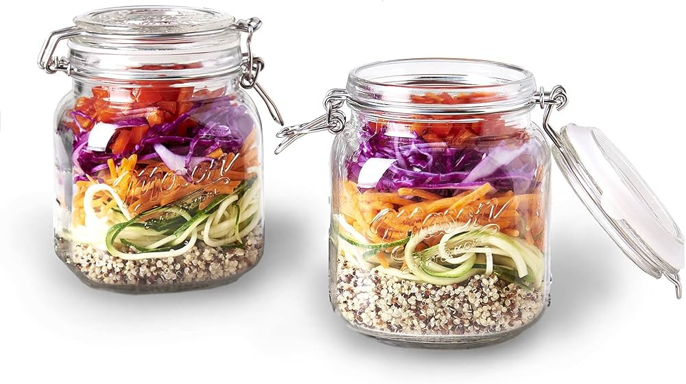 Mason Craft & More Clear Glass Clamp Jars, 1 Liter 2PK | Amazon (US)