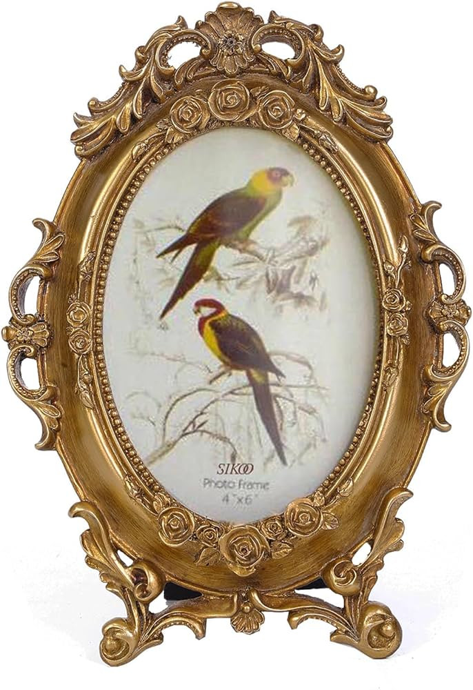 SIKOO Vintage 4x6 Ornate Picture Frame Oval Antique Baroque TableTop Wall Mounting Photo Frame wi... | Amazon (US)
