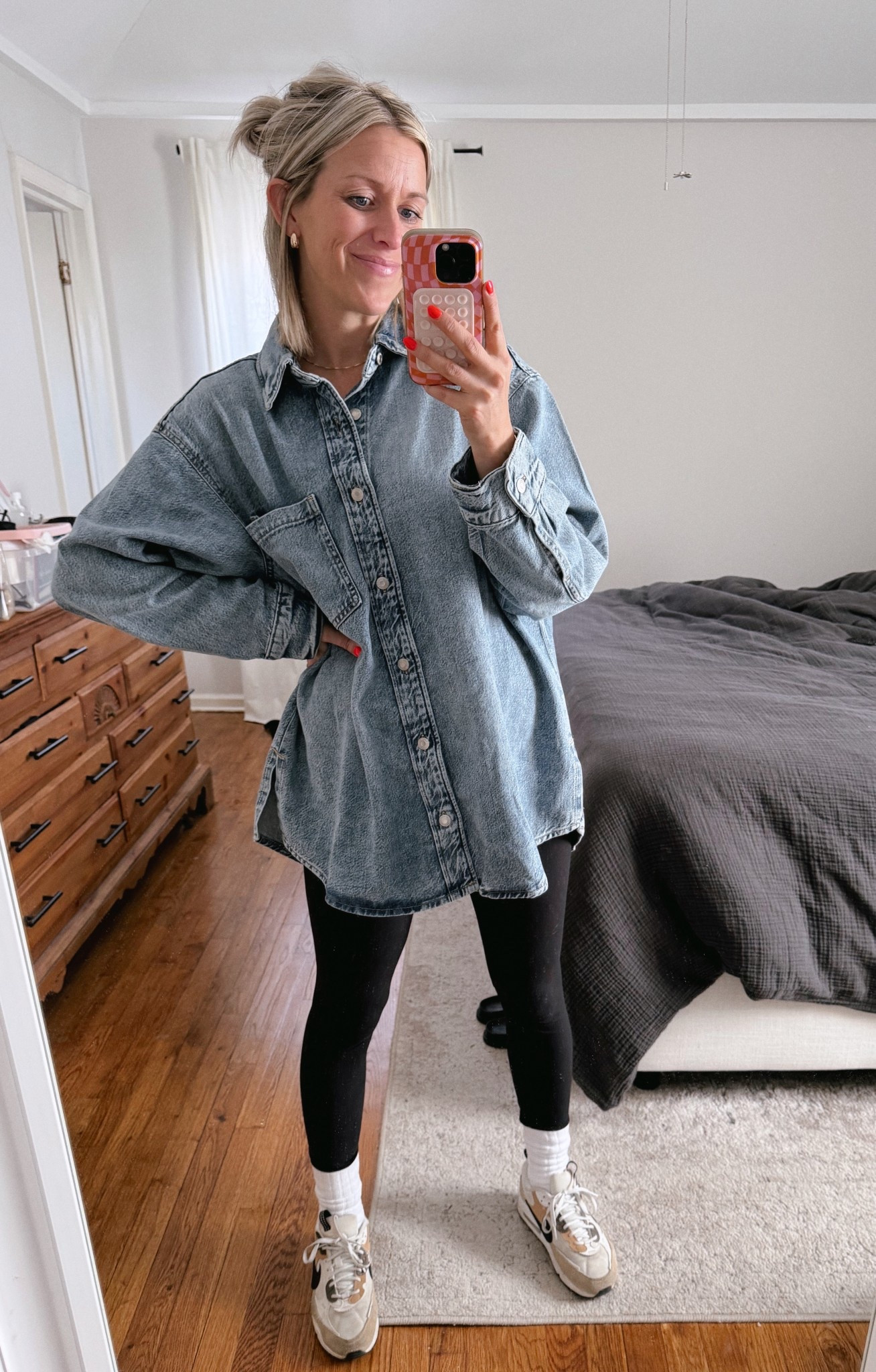 Never met a denim shirt I didn’t like. Wearing a medium! On sale. Shoes on sale too!! 