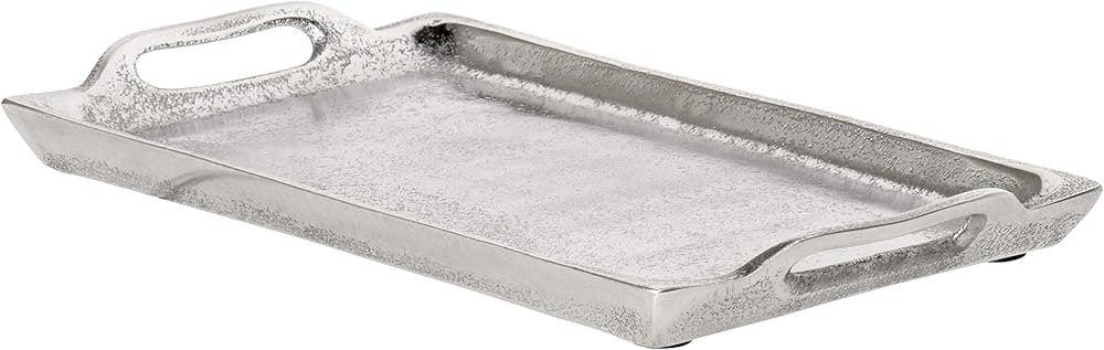 Red Co. Antique Silver Texture Hammered Rectangle Metal Decorative Bar/Vanity/Serving Tray with H... | Amazon (US)