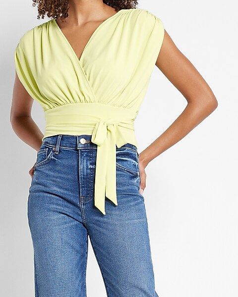 Smooth Matte Jersey Draped Front Top | Express
