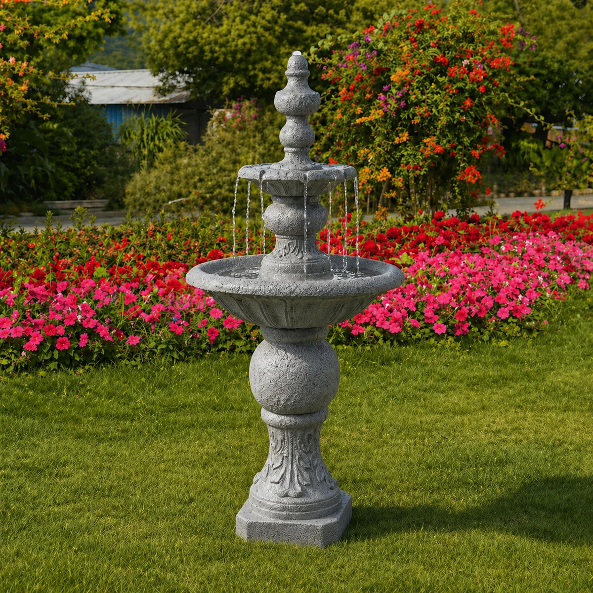 Plourde 2-Tier Classic Pedestal Outdoor Water Fountain with Adjustable Flow, Shallow Basin, and W... | Wayfair North America