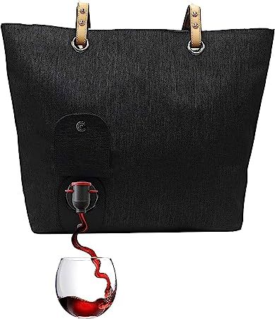PortoVino City Tote Bag - Canvas Wine Purse with Hidden Spout and Dispenser Flask for Wine Lovers... | Amazon (US)