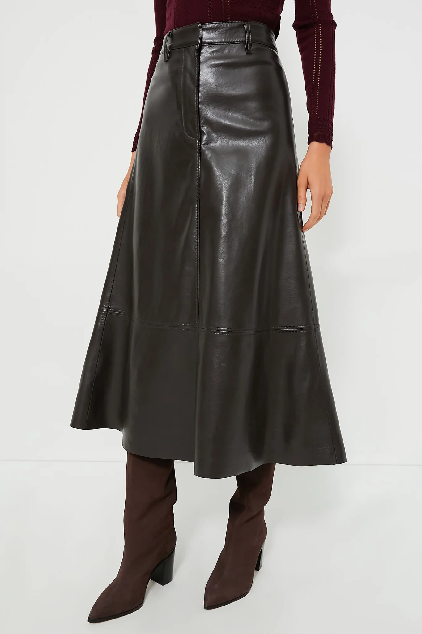 Chocolate Cassia Leather Skirt | Tuckernuck (US)