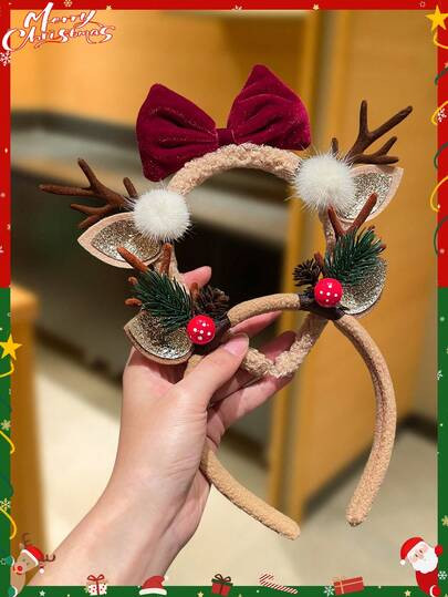 1/2pcs Christmas Reindeer Antler Headband, Cute Reindeer Ear Headband, Sweet Style, Women Hair Ac... | SHEIN