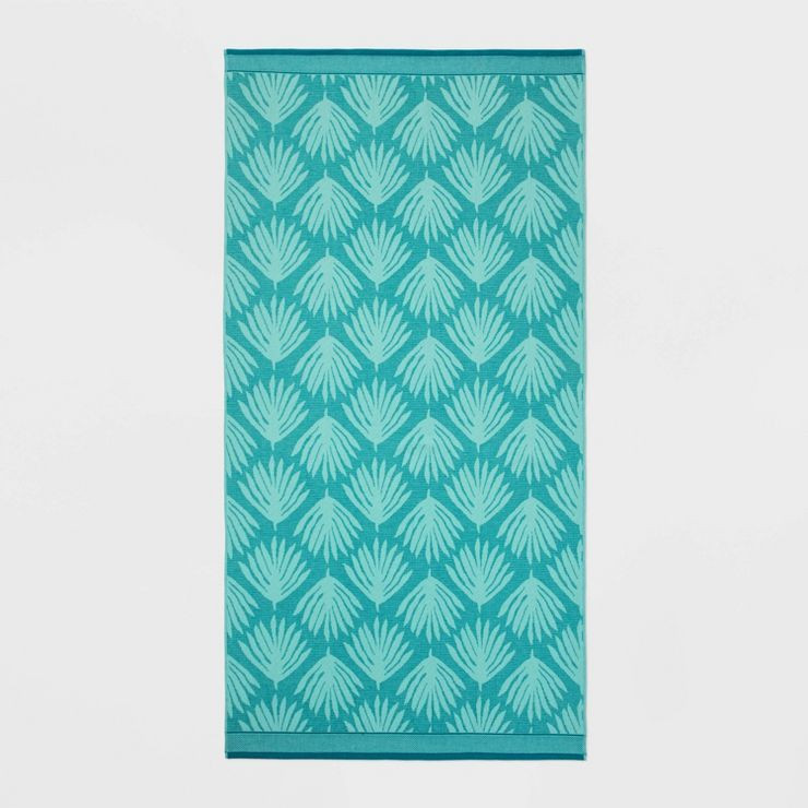 Striped Leaf Sand Resist Beach Towel Green - Sun Squad™ | Target