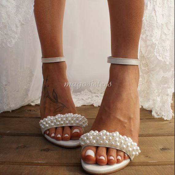 Block Heel Wedding IVORY Leather Sandals/ Handmade Ivory | Etsy Canada | Etsy (CAD)