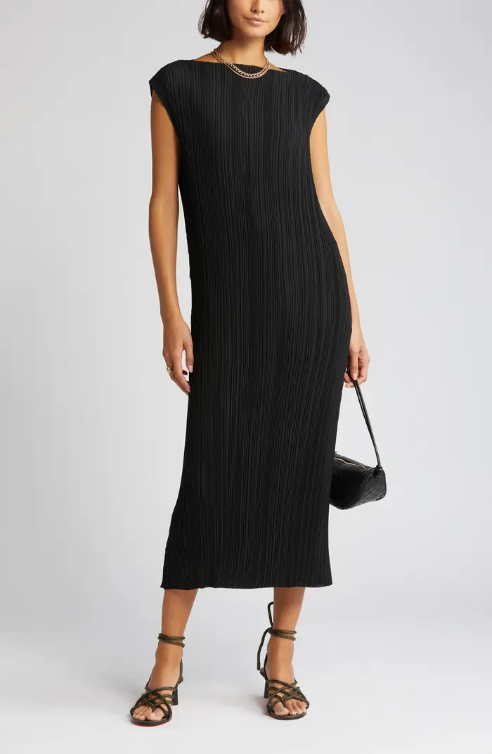 Sleeveless Plissé Midi Dress | Nordstrom