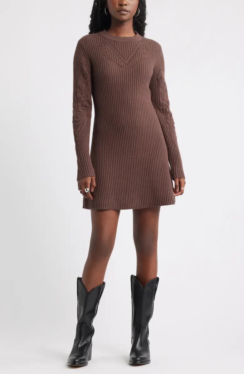 Long Sleeve Merino Wool & Cotton Blend Sweater Dress | Nordstrom