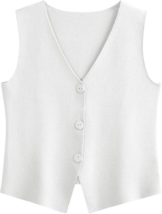 LILLUSORY Sweater Vest Women Sleeveless V Neck Trendy Spring Tops Dressy Button Up 2025 Knit Work... | Amazon (US)