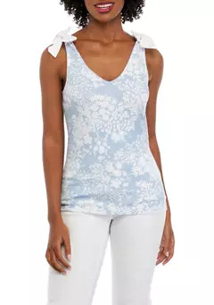 Crown & Ivy™ Women's Ribbed Tank Top with Bows | Belk