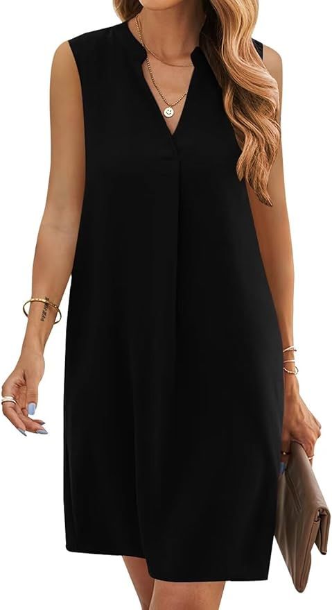 ANFTFH Women's Sleeveless Dresses 2024 V Neck Casual Trendy Dresses（S-2XL） | Amazon (US)