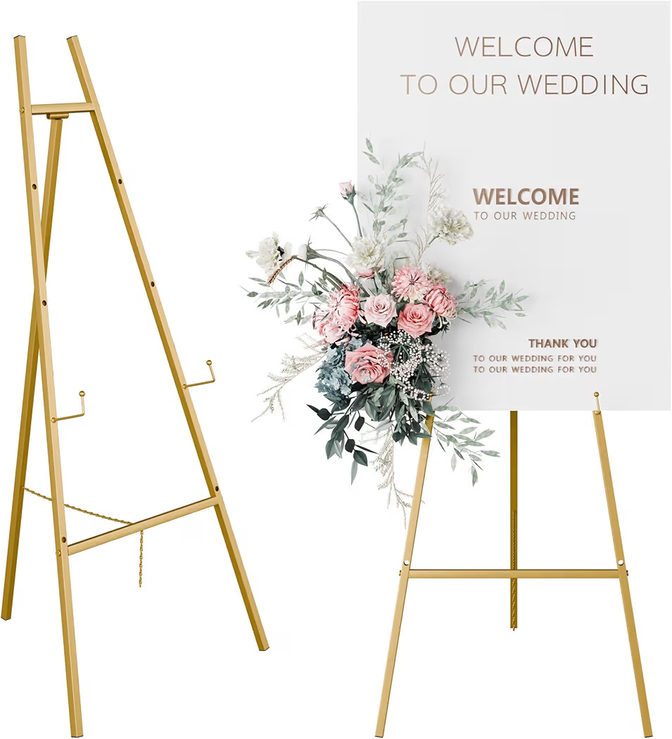 Gold Easel Stand for Sign, Heavy Duty Easel, 4-Tier AdjustableArt Easel for Painting, Wedding Sig... | Amazon (US)