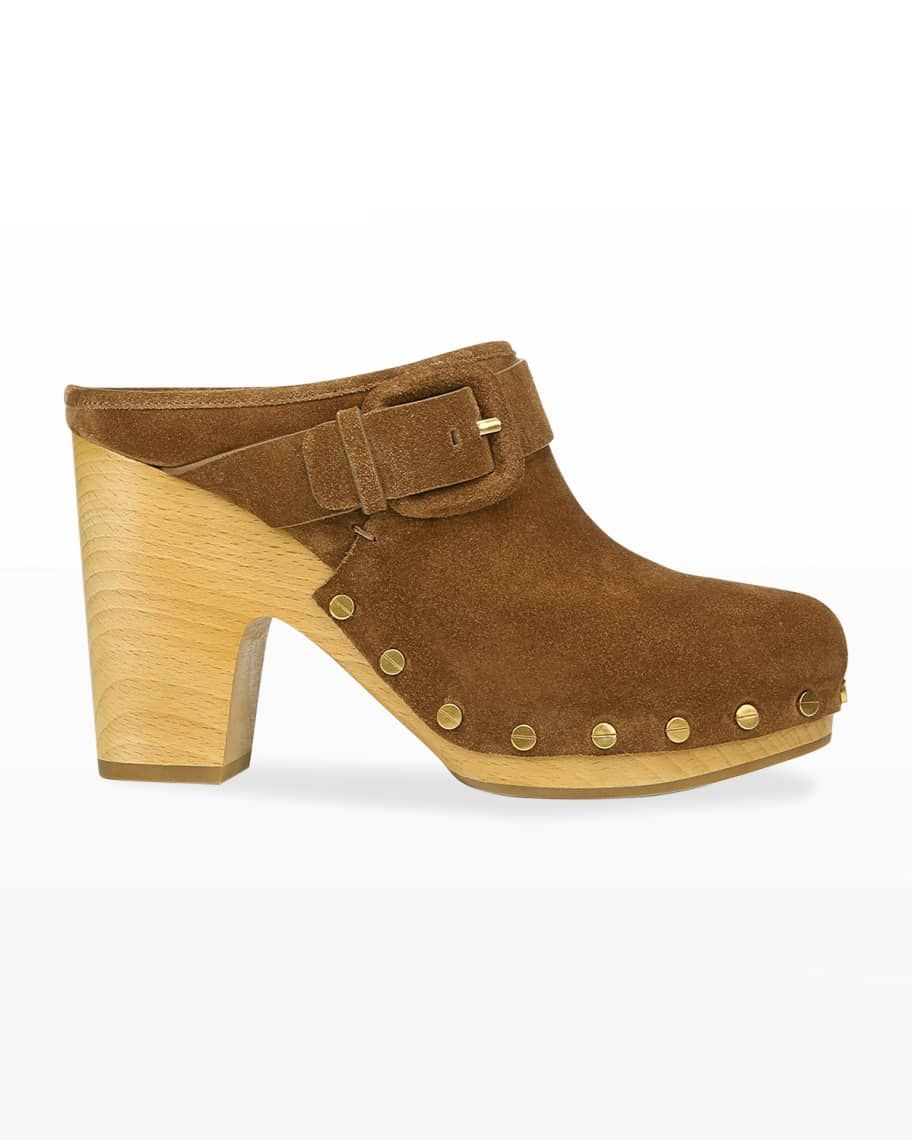 Veronica BeardDacey Buckle Suede Clogs | Neiman Marcus