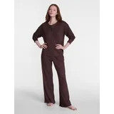 Joyspun Women's Cozy Lounge Collection Hacci Henley Top and Pants, 2-Piece Pajama Set, Sizes XS-3... | Walmart (US)