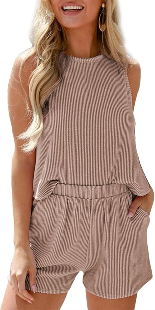 SHEWIN Women's Summer 2 Piece Outfits Shorts Sets Matching Set Loungewear 2025 | Amazon (US)
